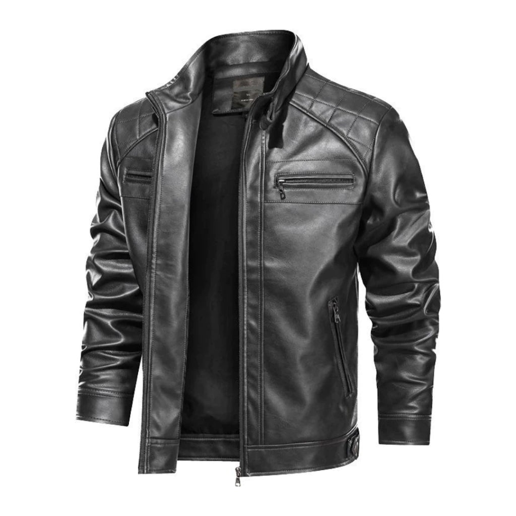 Jaqueta de Couro Masculina Resistente Slim