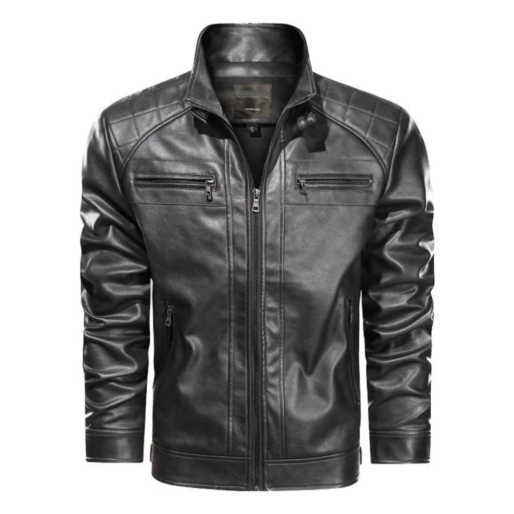 Jaqueta de Couro Masculina Resistente Slim