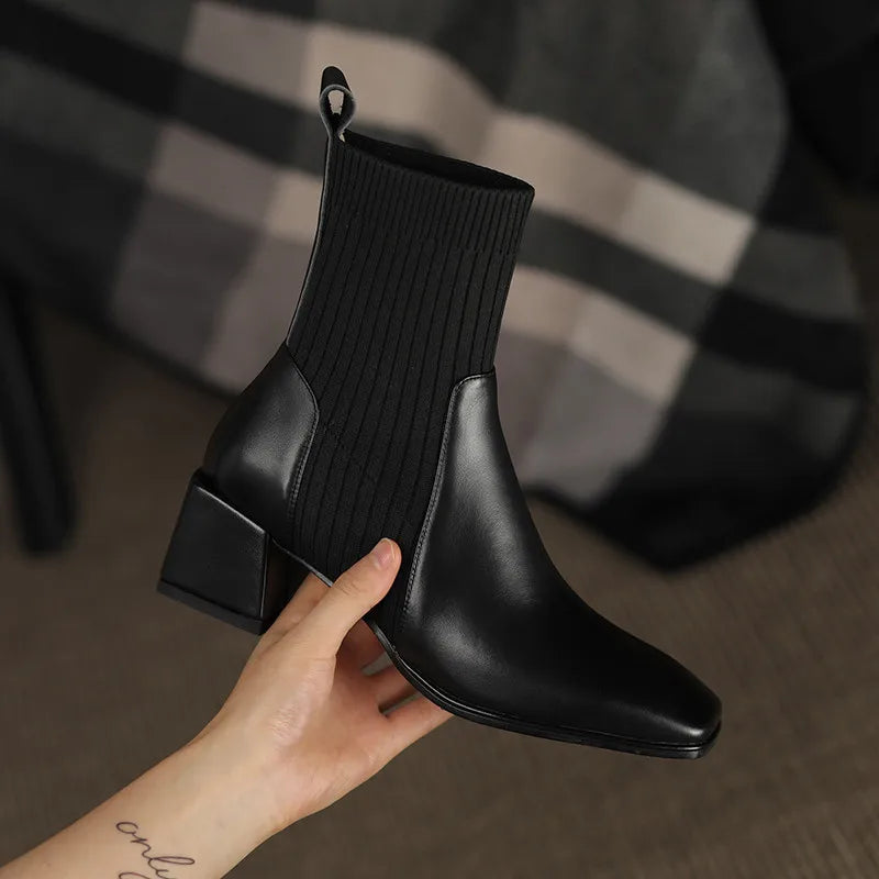 Bota de Couro Salto Bloco Euphoric