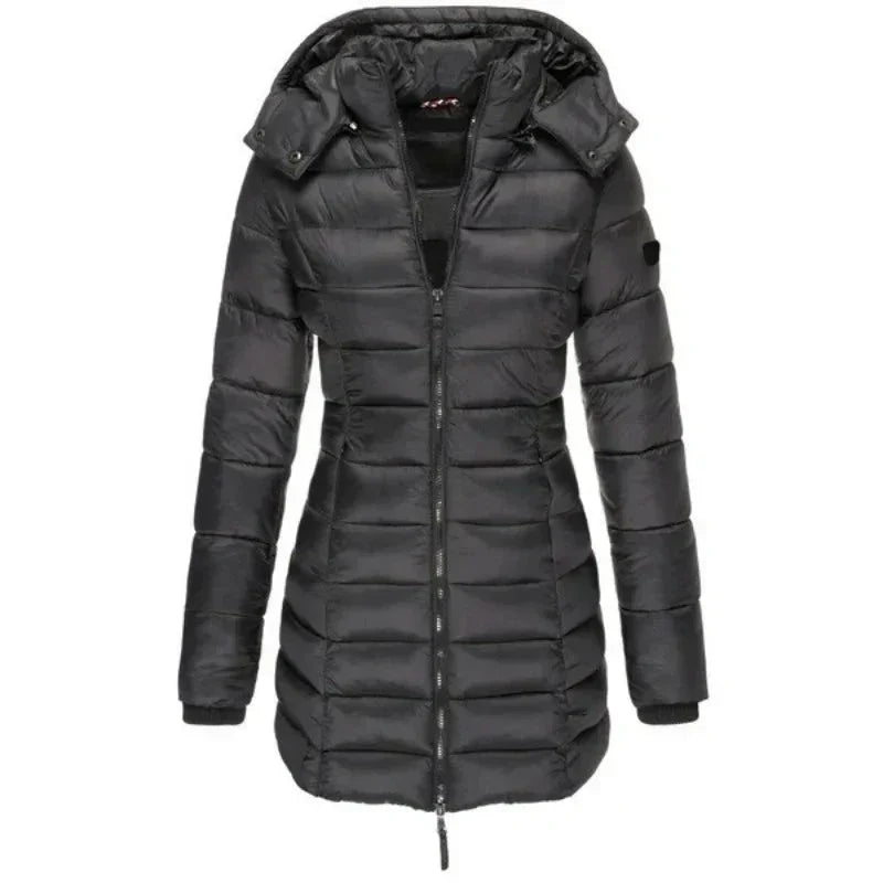Jaqueta Parka Feminina Puffer Justa ao Corpo