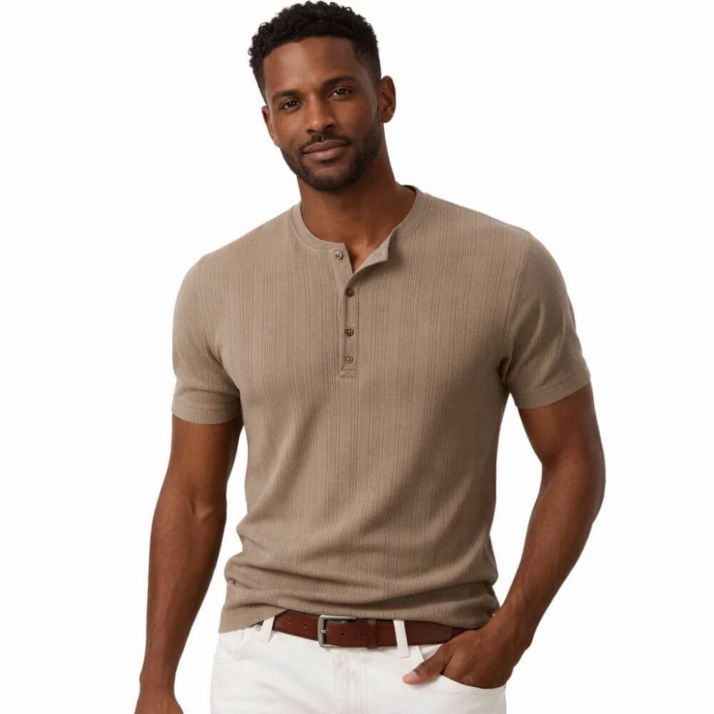 Camiseta Masculina Tricot Gola Henley Amalfi