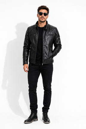 Jaqueta de Couro Masculina Resistente Slim