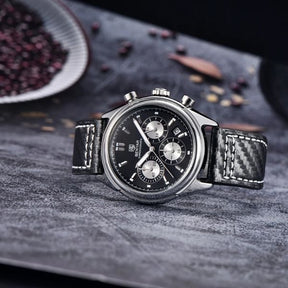 Relógio Masculino Couro Benyar Basel SilverBlack