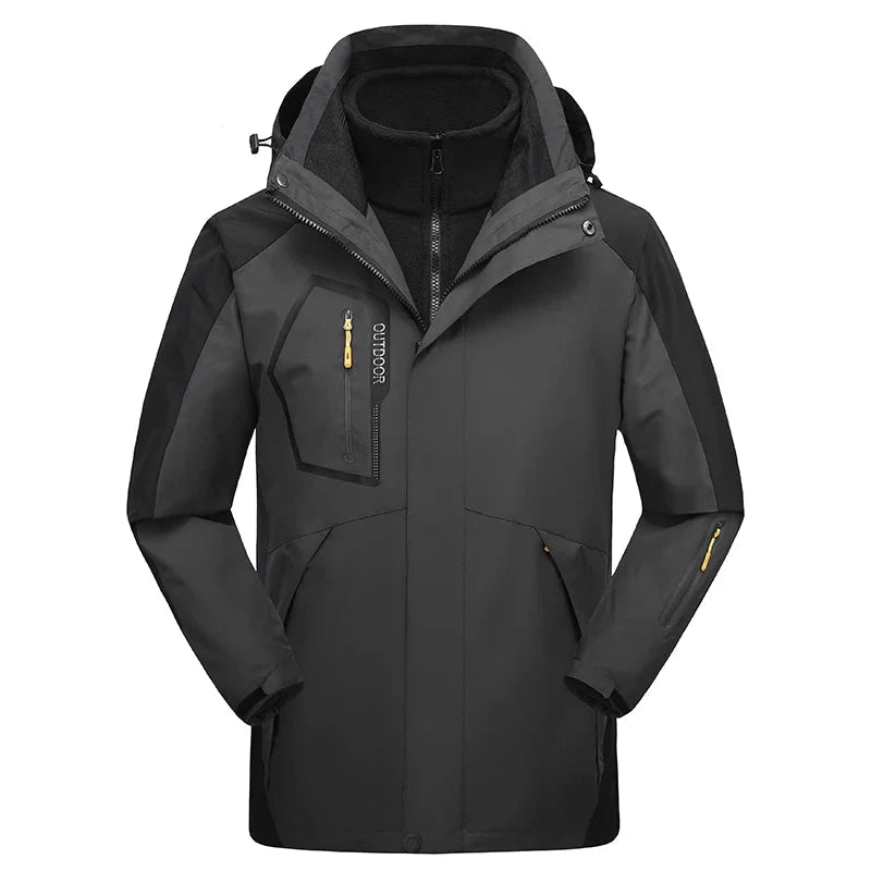 Jaqueta Masculina 3 em 1 com Forro Fleece Impermeável Corta-Vento