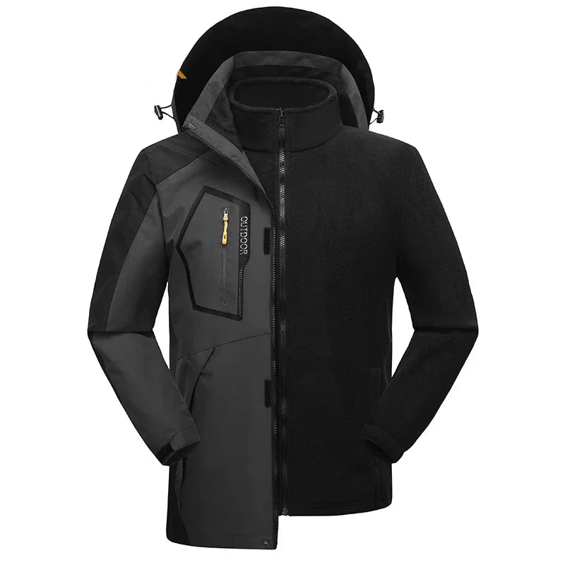 Jaqueta Masculina 3 em 1 com Forro Fleece Impermeável Corta-Vento