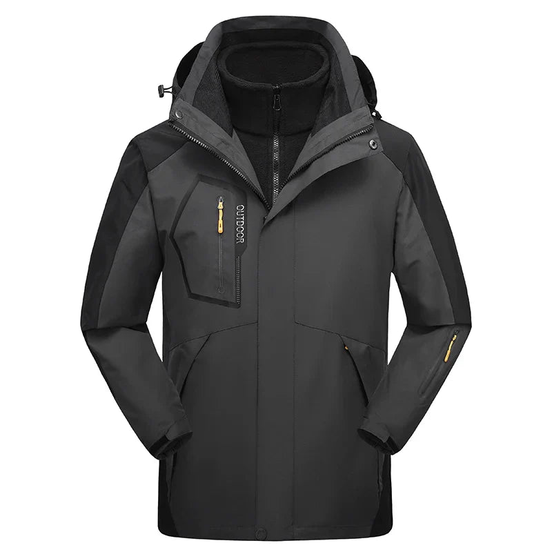 Jaqueta Masculina 3 em 1 com Forro Fleece Impermeável Corta-Vento