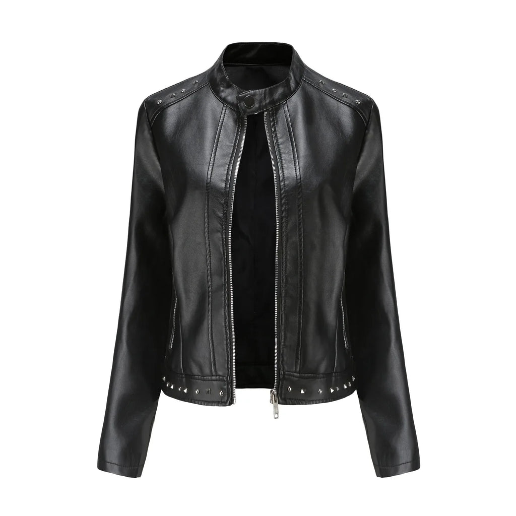 Jaqueta Feminina Estilo Punk Rock com Gola Alta - (Promoção de Inverno 2025)