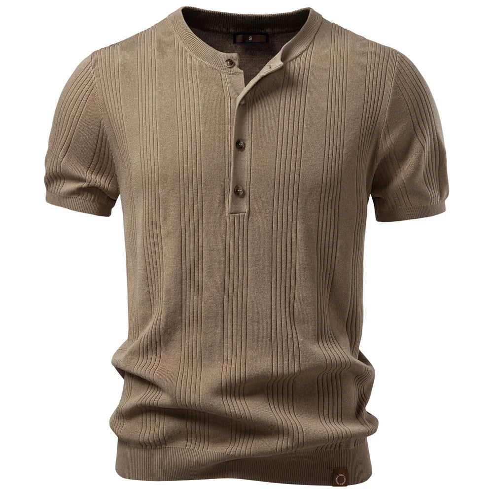 Camiseta Masculina Tricot Gola Henley Amalfi