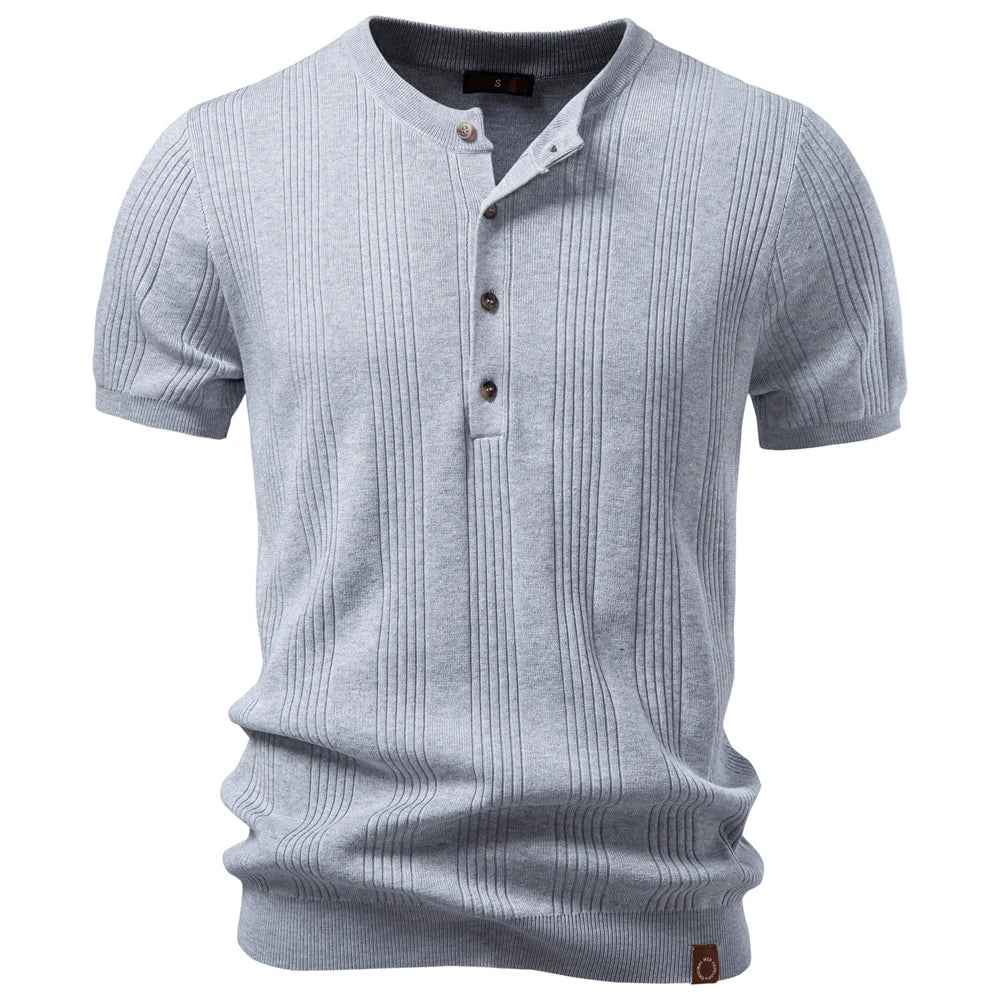 Camiseta Masculina Tricot Gola Henley Amalfi