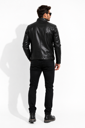 Jaqueta de Couro Masculina Resistente Slim