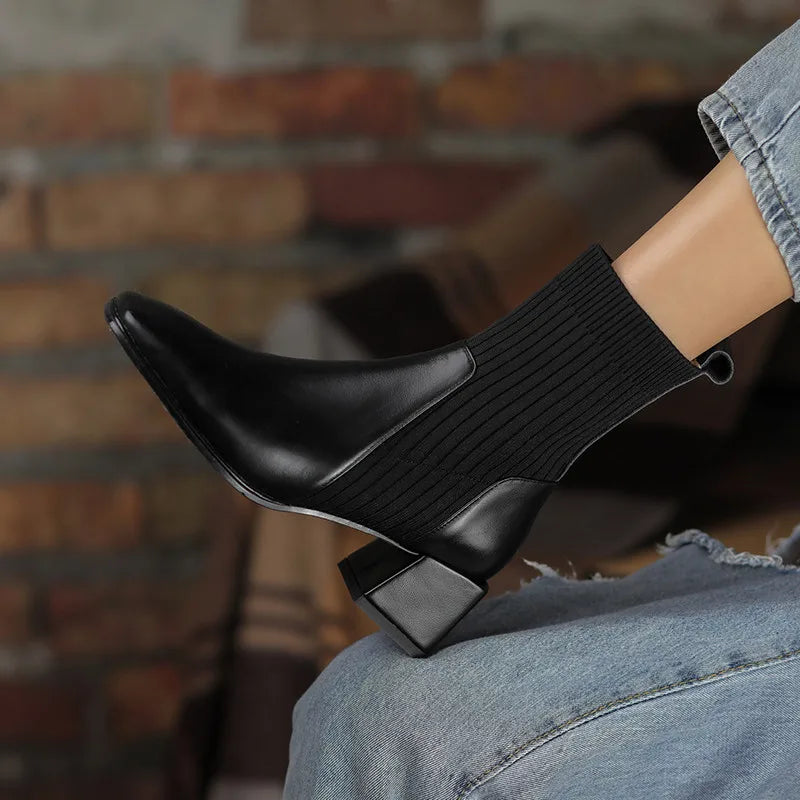 Bota de Couro Salto Bloco Euphoric